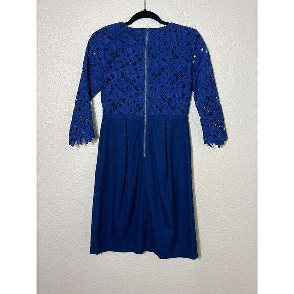 Darling Blue MOD Twee Hepburn Style Dress Lace Chic Small Fall Classy - Picture 2 of 7
